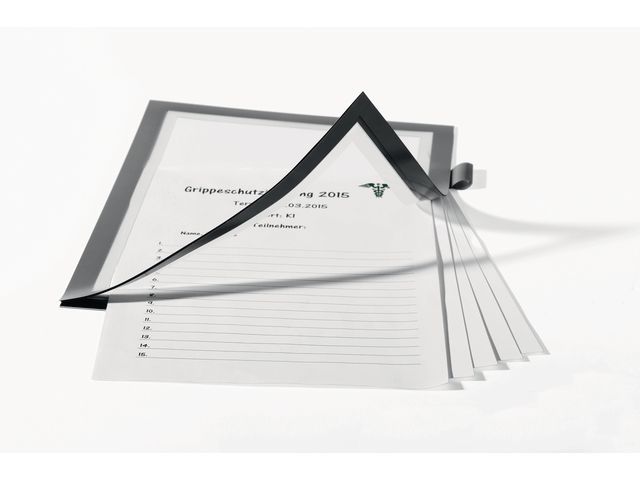 Sichttasche DURAFRAME® NOTE, magnetisch, selbstklebend, Kunststoff, A4, farblos/silberner Rahmen