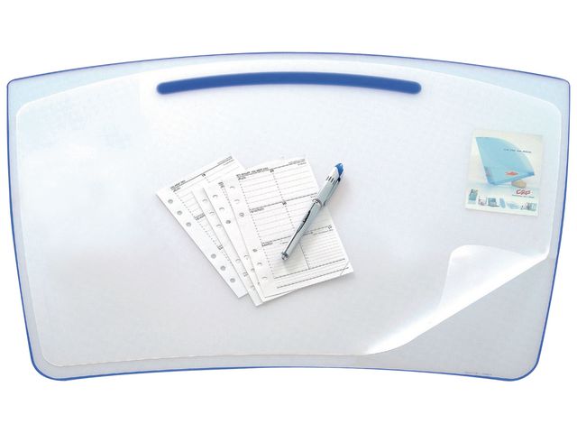 Schreibunterlage Ice, PVC, mit Vollsichtauflage, 65,6 x 44,8 cm, Stärke: 0,11 cm, blau, transparent