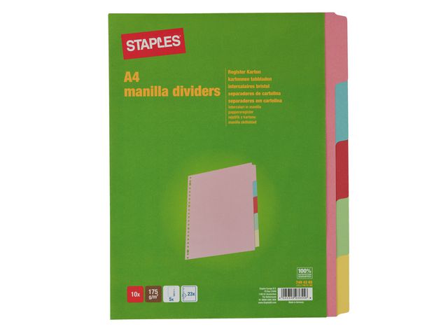 Blanko-Trennblätter aus Karton, 5 Blatt, A4, Verschiedene Farben