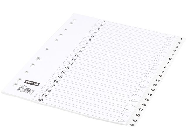 Vorbedruckte Trennblätter aus Polypropylen, 20 Blatt, A4, Weiß