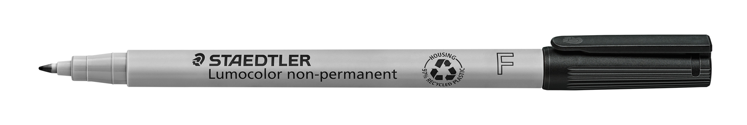 STAEDTLER® OH-Stift, Lumocolor® 316, F, nachfüllbar, non-permanent, Rundspitze, 0,6 mm, Schaftfarbe: grau, Schreibfarbe: schwarz