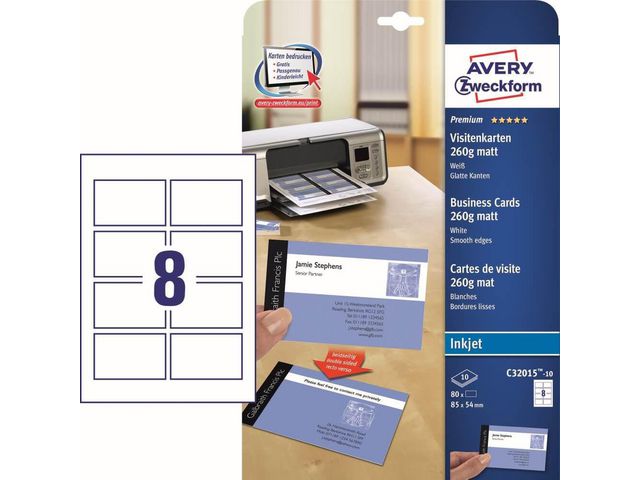 C32015-10 Premium Visitenkarten, 85 x 54 mm, beidseitig beschichtet