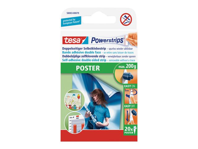 Powerstrips® POSTER, doppelseitige selbstklebende Strips, weiß, 58003
