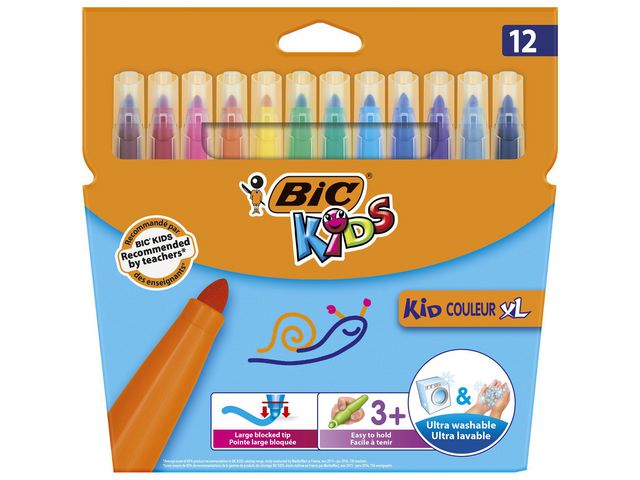 BIC KiDS KiD COULEUR XL - Filzstift (Packung mit 12)