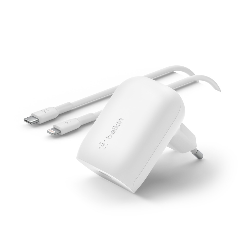  30w USB-C PD PPS Wall Charger White w/1m PVC C-LTG cable