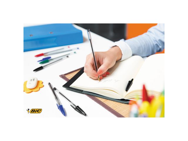 Kugelschreiber, Cristal®, 0,4 mm, Schaftfarbe: farblos, transparent, Schreibfarbe: schwarz