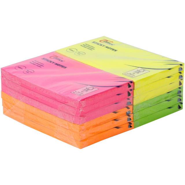 Haftnotiz stickies™, 76 x 127 mm, 4-farbig neon