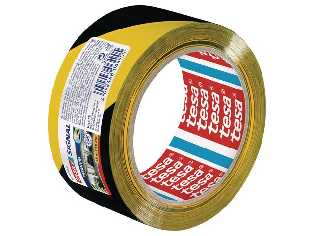 Warnband Premium, diagonal gestreift, selbstklebend, 50 mm x 66 m, schwarz/gelb