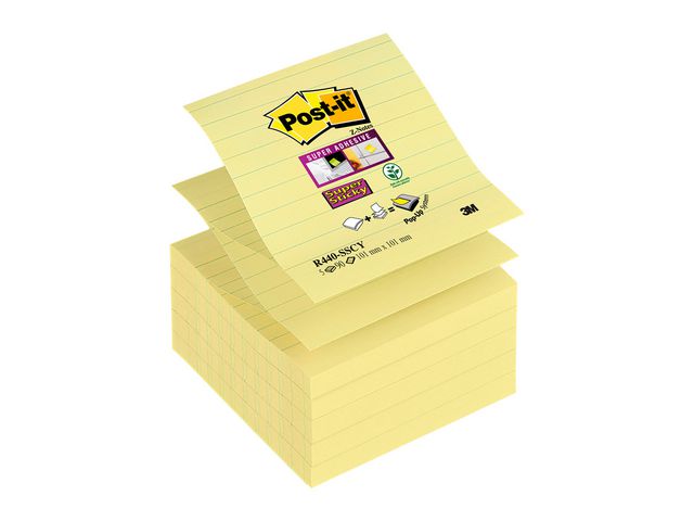 Block mit Super Sticky Z-Notes, liniert, 101 x 101 mm, Gelb, 5er-Pack, 90 Blatt