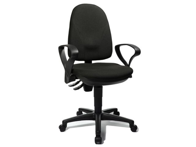Bürodrehstuhl Point 45, schwarz, mit Armlehnen, R-Form, Kunststoff, nicht höhenverstellbar, schwarz, schwarz, schwarz
