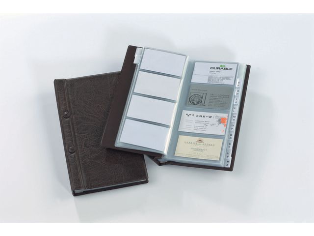 Visitenkartenmappe VISIFIX®, 14,5 x 25,5 cm, für: 200 Karten, Kartengröße: 57 x 90 mm, braun