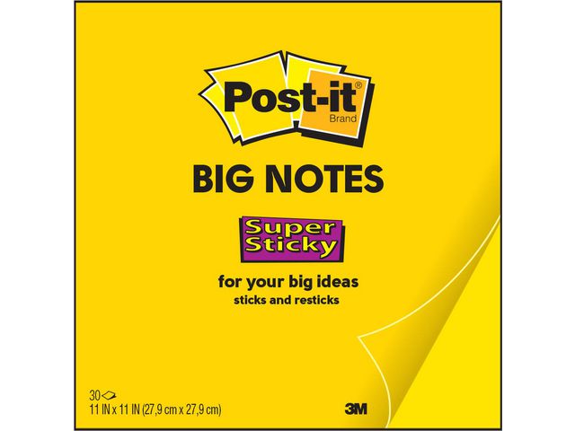 Super Sticky Big Notes, BN11-EU, 27,9 x 27,9 cm, 30 Blatt, Neongelb