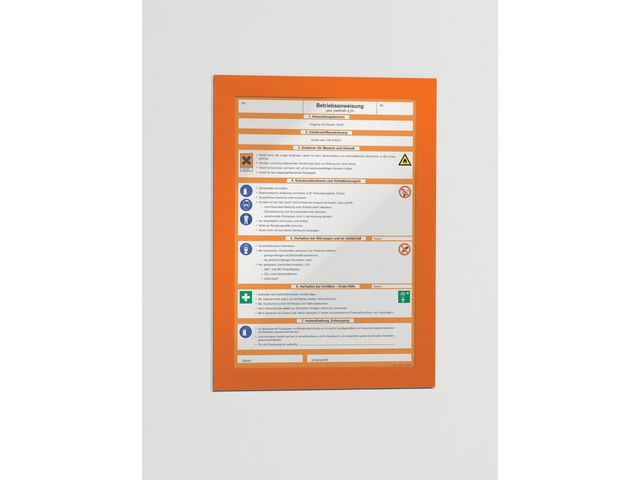 Sichttasche DURAFRAME®, magnetisch, selbstklebend, PVC, A4, orange