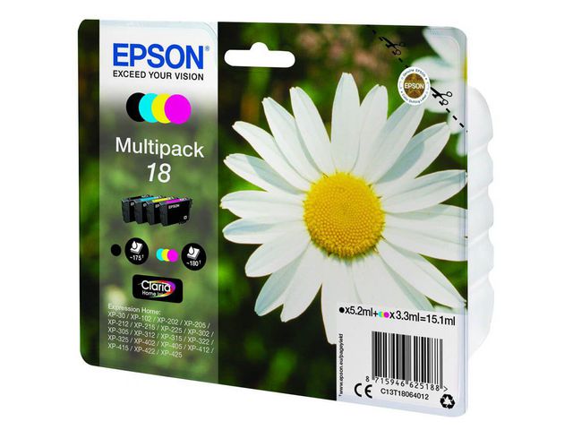 Epson 18 Multipack - 4er-Pack - Schwarz, Gelb, Cyan, Magenta - Original - Druckerpatrone