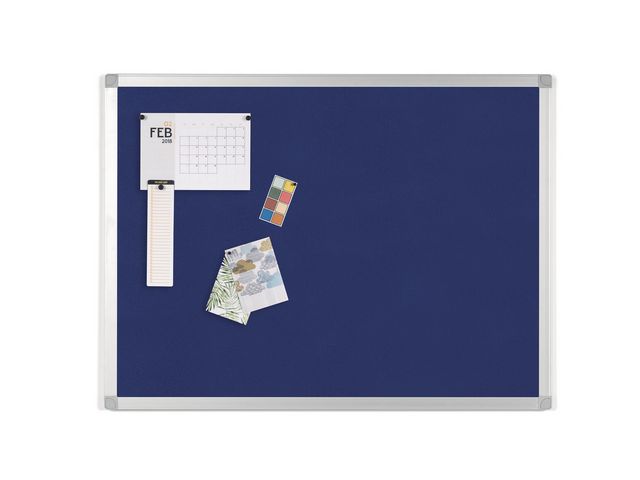 Wandmontiertes Pinboard, Aluminiumrahmen, 1.200 x 900 mm, Filz, Blau