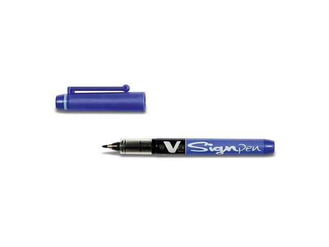 Faserschreiber V Sign Pen, mit Kappe, 0,6 mm, Schaftfarbe: in Schreibfarbe, Schreibfarbe: blau