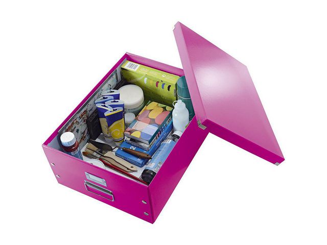 Archivbox Click & Store, mit Deckel, A4, innen: 26,5 x 33,5 x 18,8 cm, pink