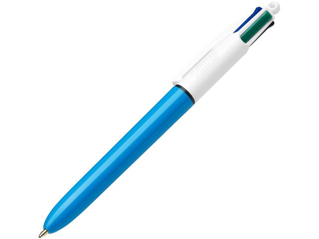 Mehrfarbkugelschreiber, 4Colours™, 0,4 mm, Schaftfarbe: blau/weiß, Schreibfarbe: schwarz/rot/blau/grün