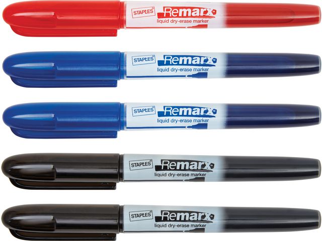 Remarx Whiteboard-Marker, Rundspitze, 1-3 mm, verschiedene Farben: Schwarz, Blau und Rot