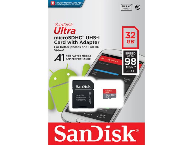 SanDisk Ultra - Flash-Speicherkarte - 32 GB - microSDHC UHS-I