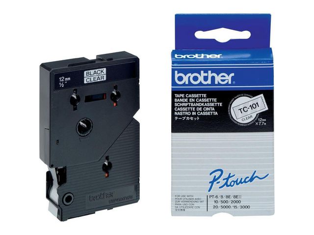 ® Schriftbandkassette TC, 12 mm x 7,7 m, schwarz auf farblos